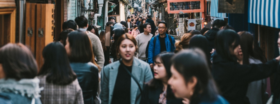2 of 4, crowded street in Seoul, Korea