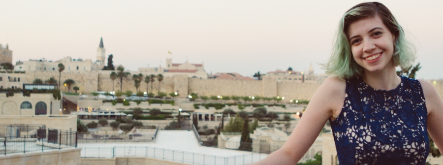 4 of 4, girl overlooking Old City Jerusalem