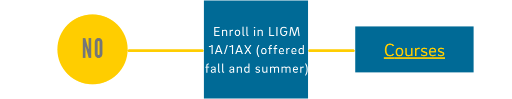 No: Enroll in LIGM 1A/1AX (offered fall and summer) - Click for course info