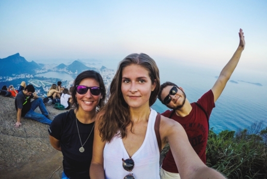 Friends hiking in Rio de Janeiro, Brazil