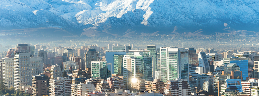 2 of 6, Cityscape view of Santiago Chile